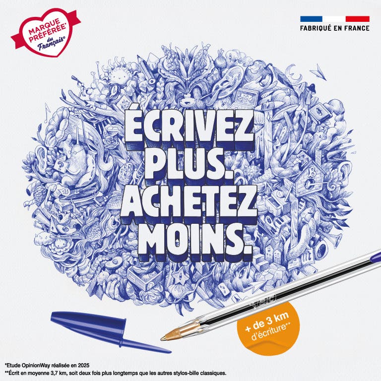 Ecrivez plus. Achetez moins. Plus de 3 km d'écriture avec un BIC Cristal