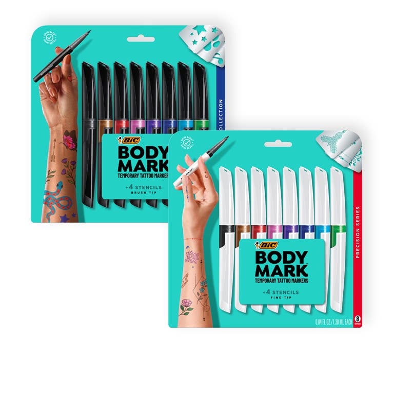 Brush Tip & Fine Tip Collection Packs  Discover 8 vibrant colors in these collection packs: black, brown, red, pink, purple, blue, light blue, and green. Available in both flexible brush tip markers for both fine or broad strokes, and fine tip markers for