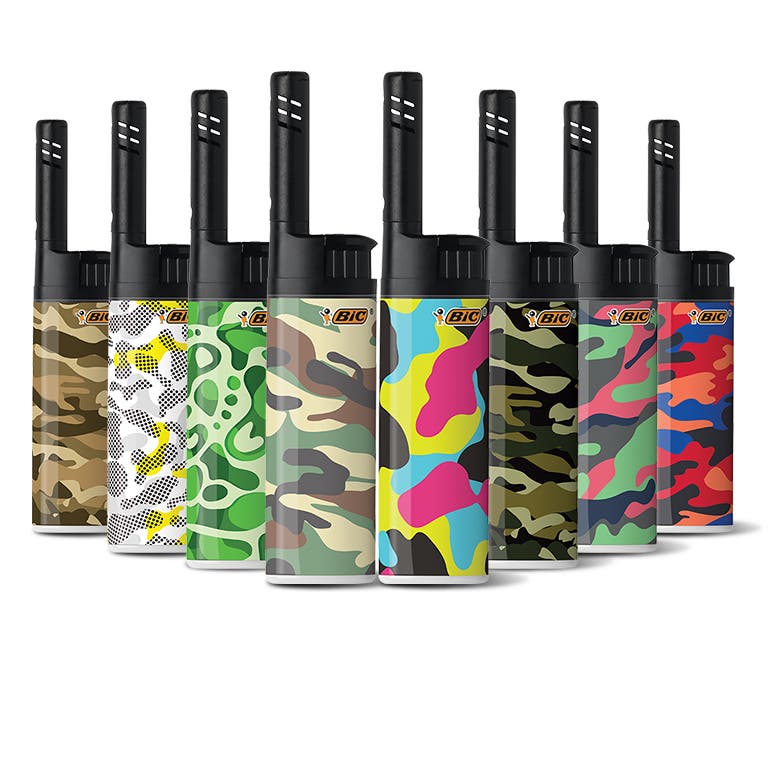 Camouflage EZ Reach Lighters  Now you see us. Now you don't. Get your grill on and more with our funky graphic Camouflage EZ Reach Lighter series.